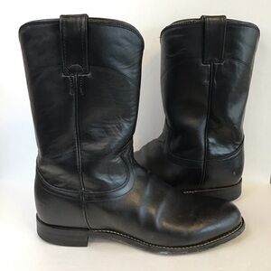 Justin Boots Men's Black Roper Leather Western Cowboy Boots 8.5 EE